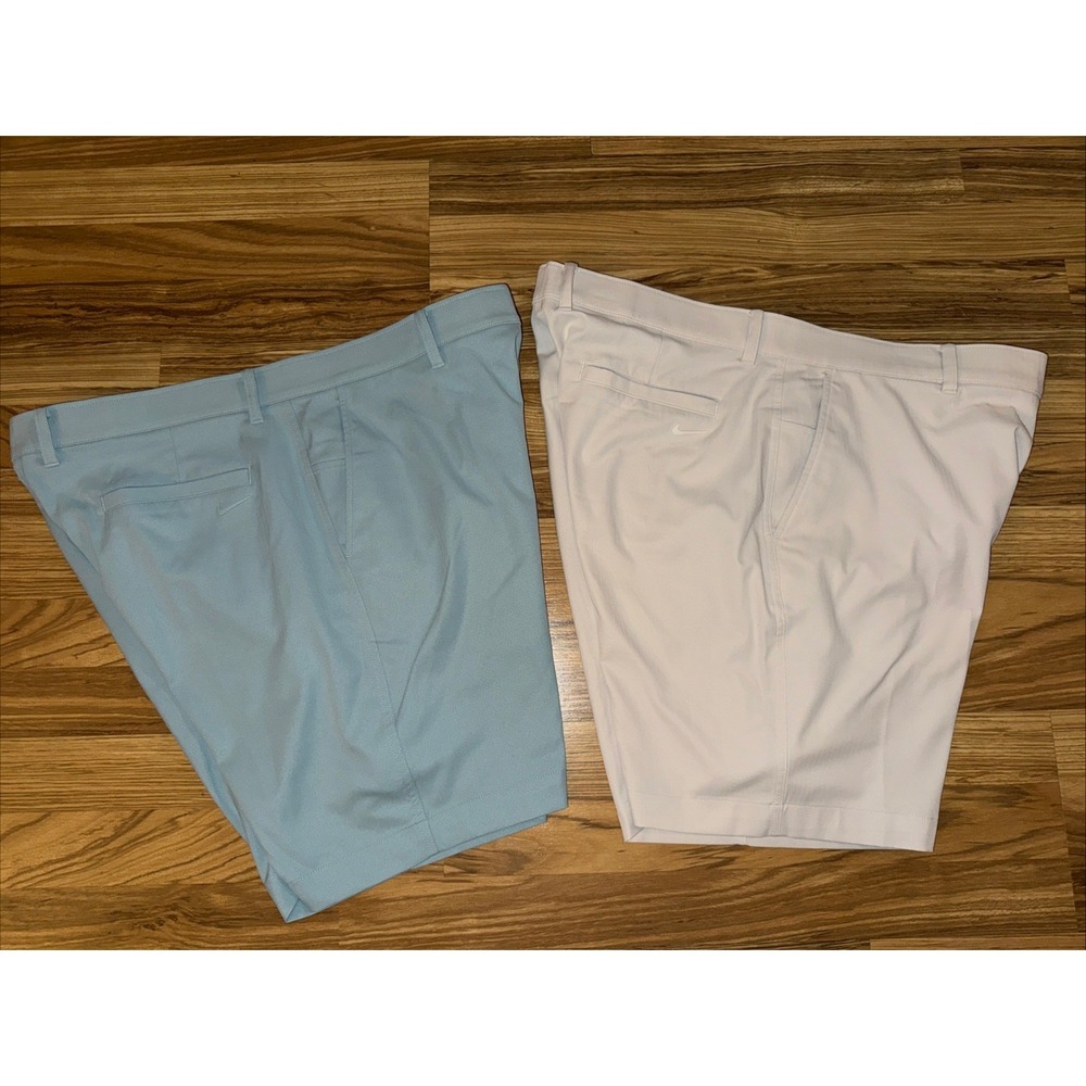 Men's Nike Tour 8" Chino Golf Shorts Blue & Khaki  Mens size 38 Lot Of 2